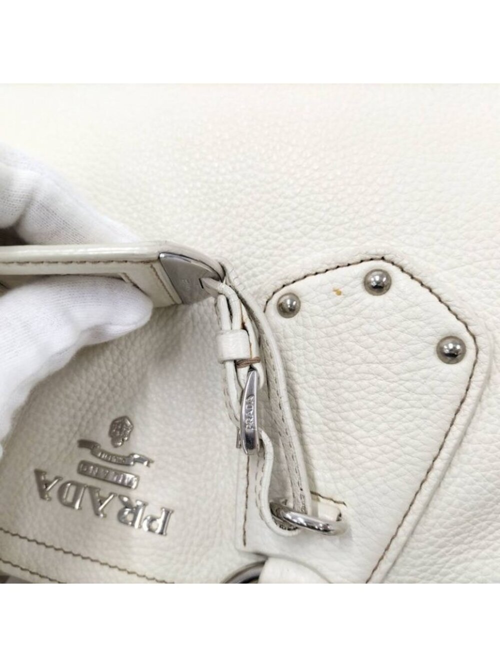 Prada 2-Way Tote Leather White - Picture 7 of 10